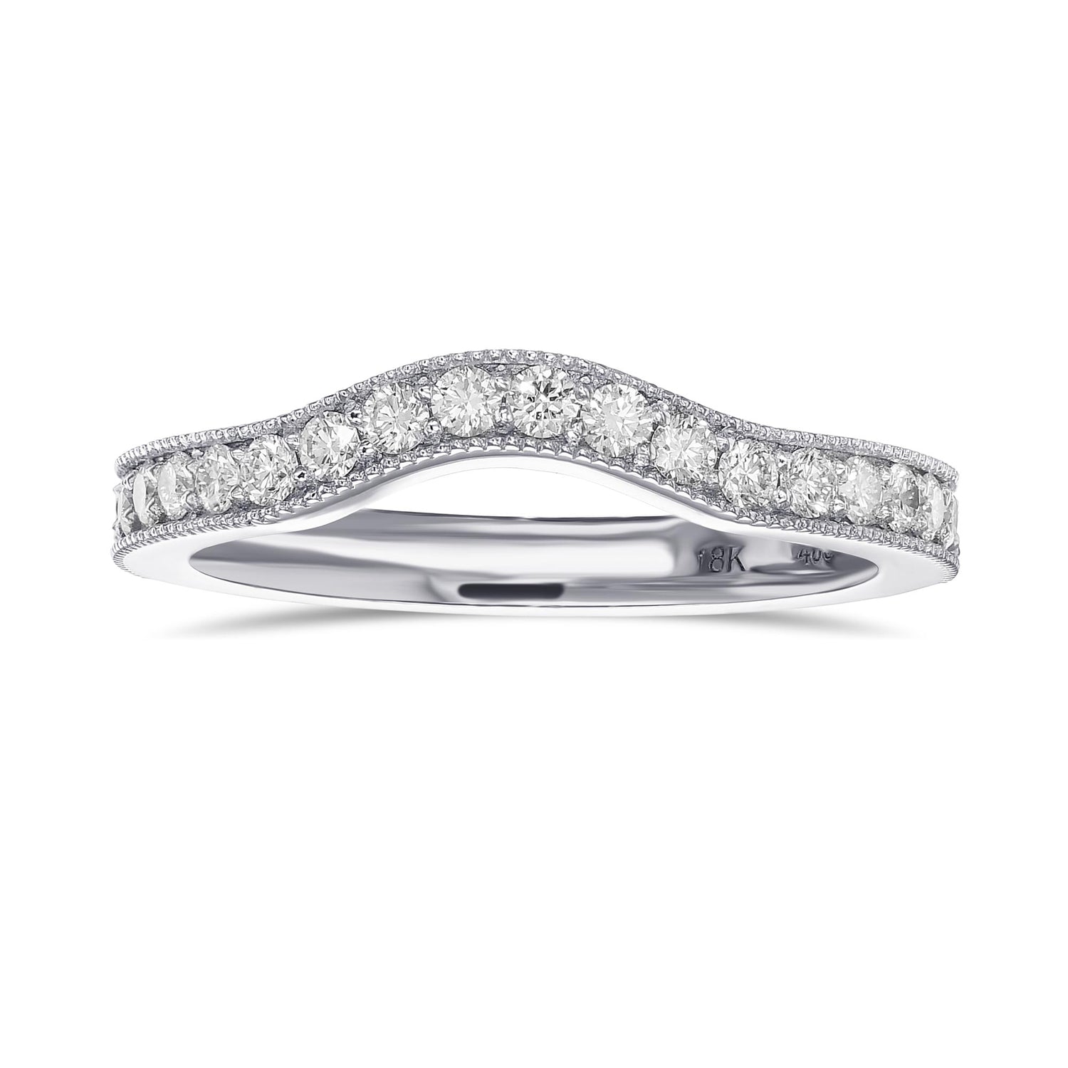  Contoured Milgrain Diamond Wedding Band