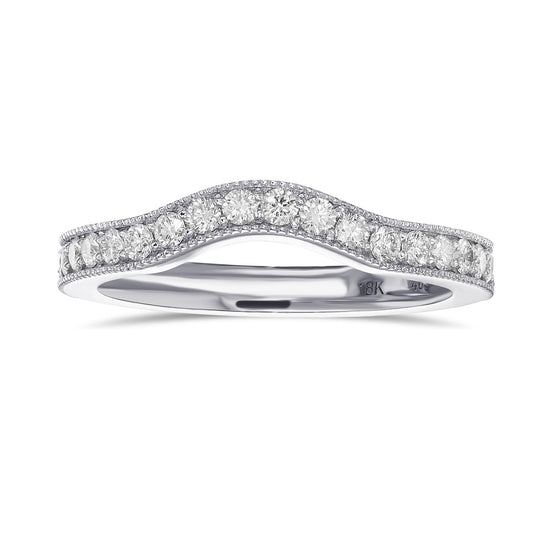  Contoured Milgrain Diamond Wedding Band