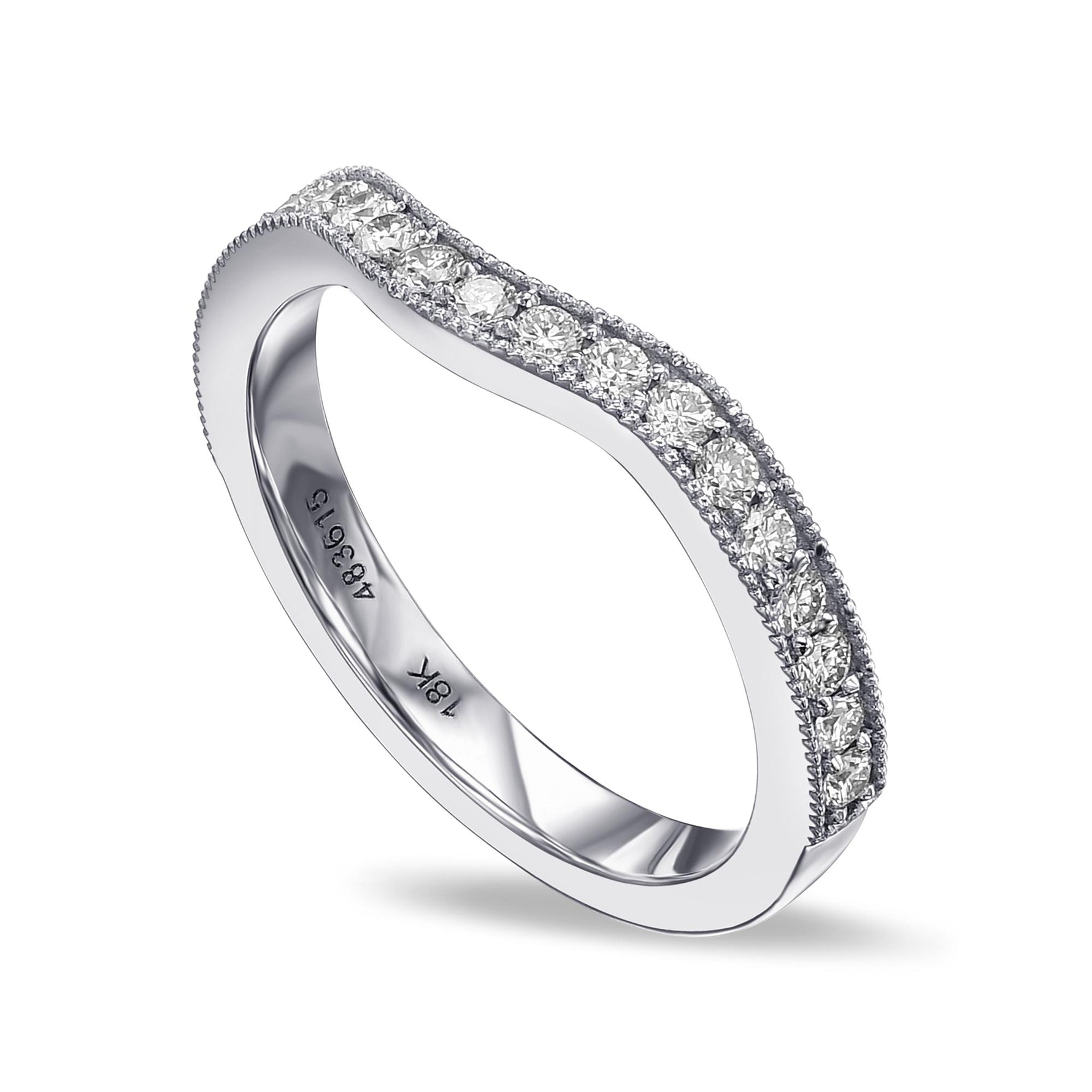  Contoured Milgrain Diamond Wedding Band