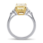 Light Yellow Cushion Side Stone Diamond Ring