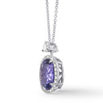 Oval Violetish Blue Sapphire and Diamond Halo Pendant