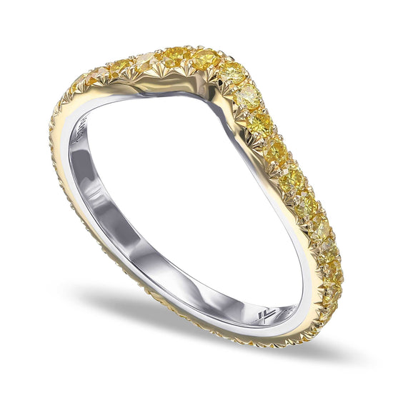 Fancy Vivid Yellow Contoured Full Eternity Diamond Wedding Band