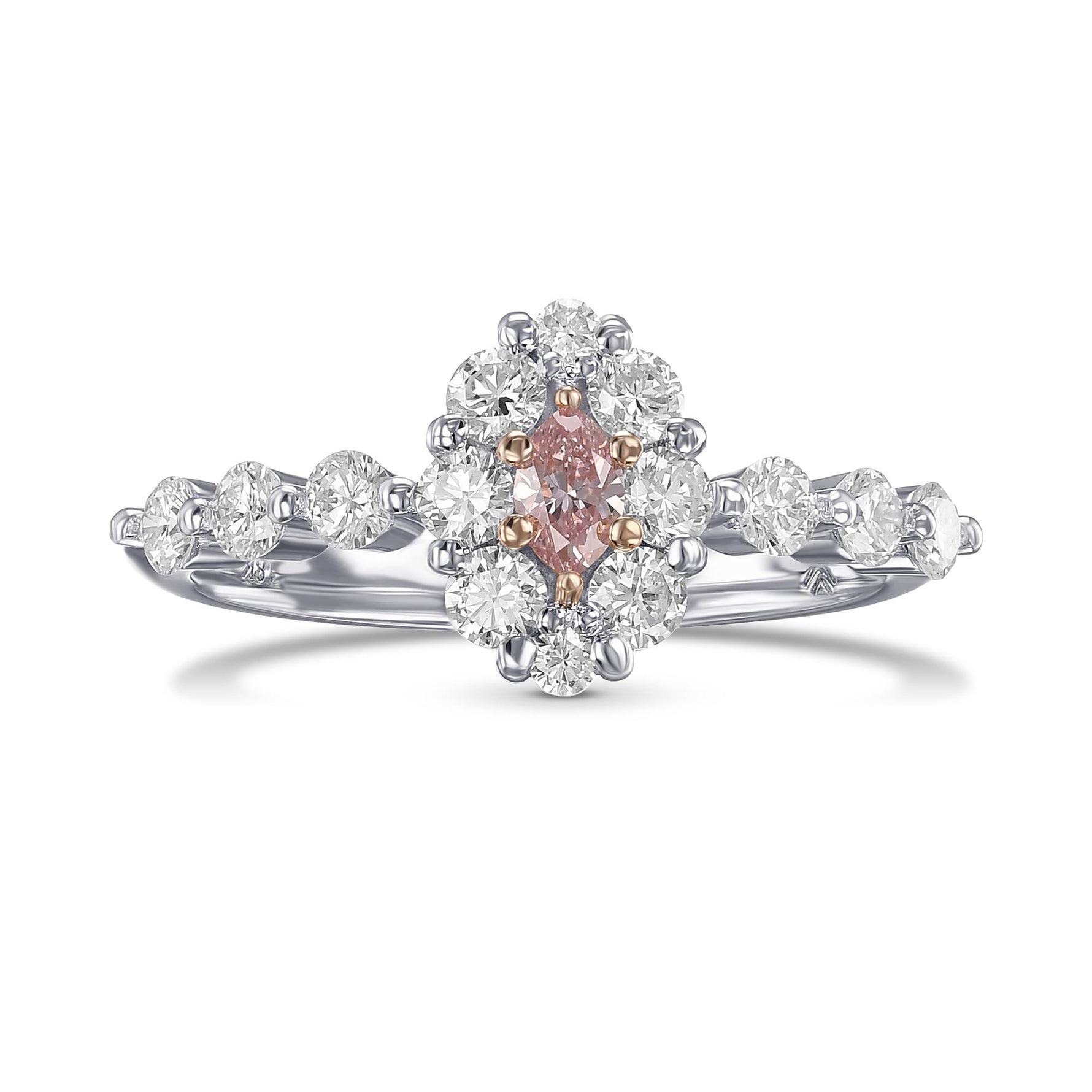 Fancy Pink Marquise Halo Diamond Ring 
