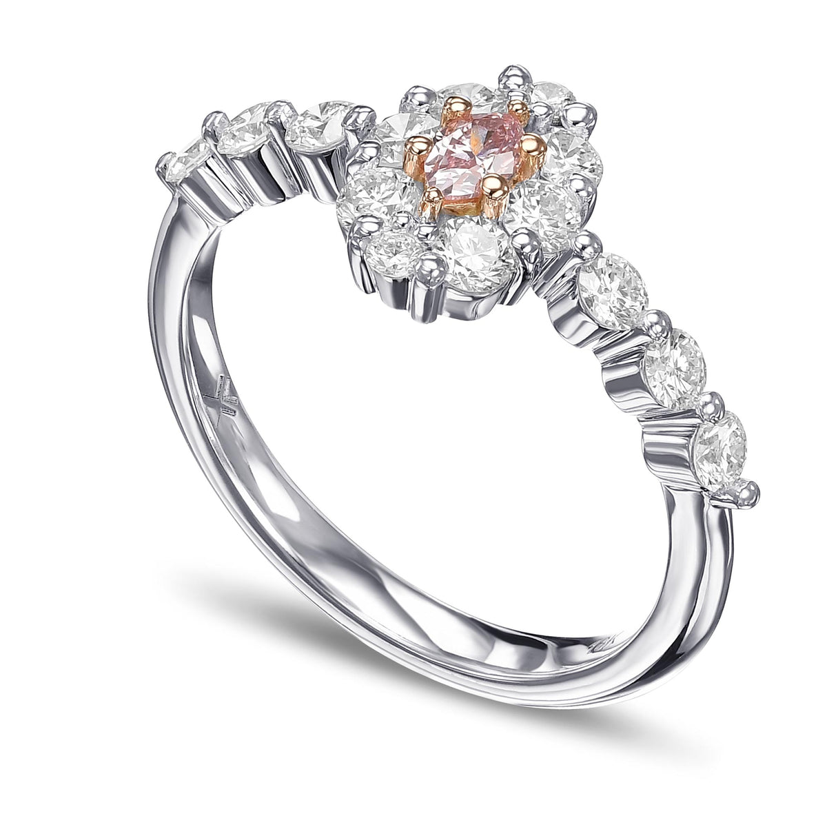 Fancy Pink Marquise Halo Diamond Ring 