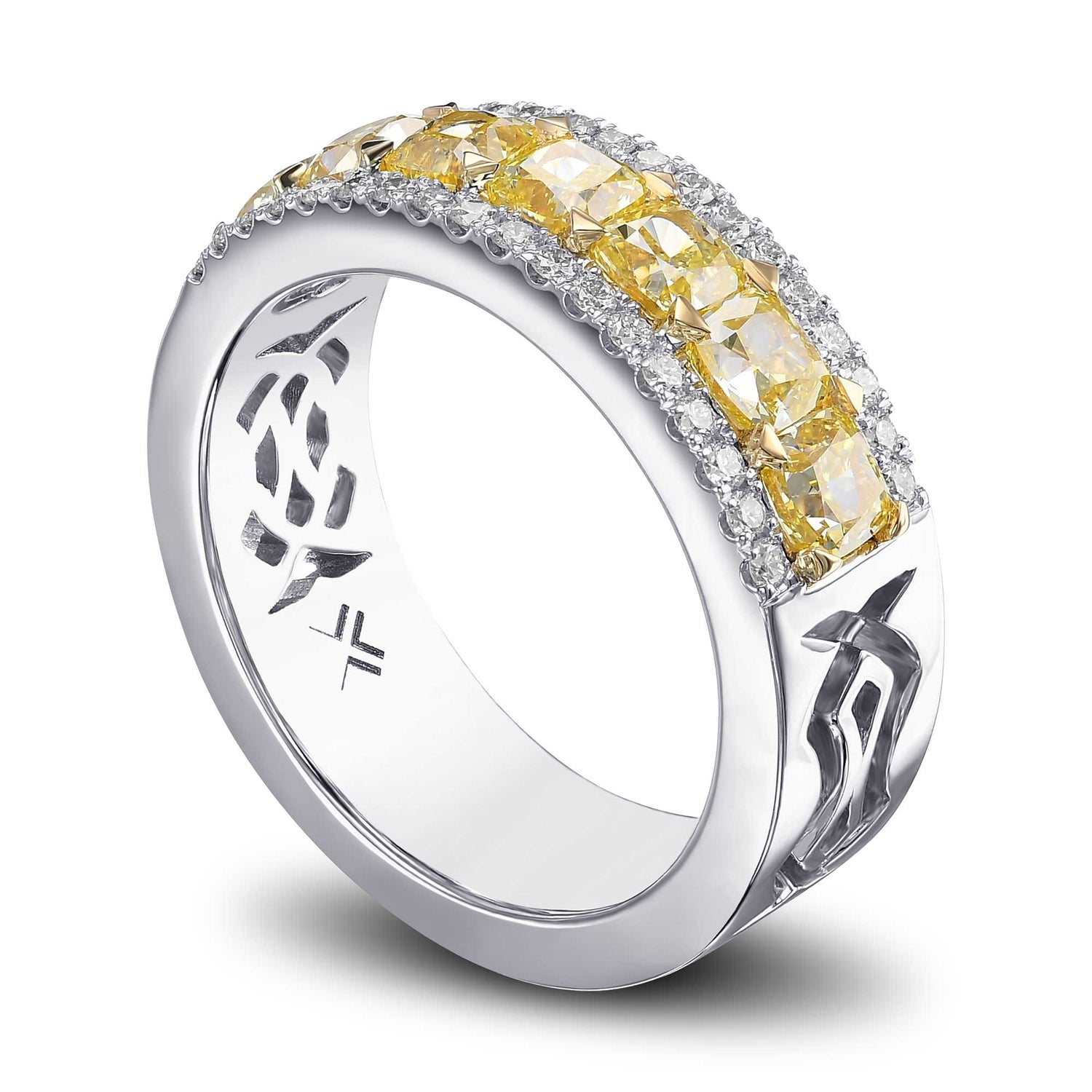 Fancy Intense Yellow Cushion Diamond Band Ring