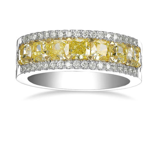 Fancy Intense Yellow Cushion Diamond Band Ring