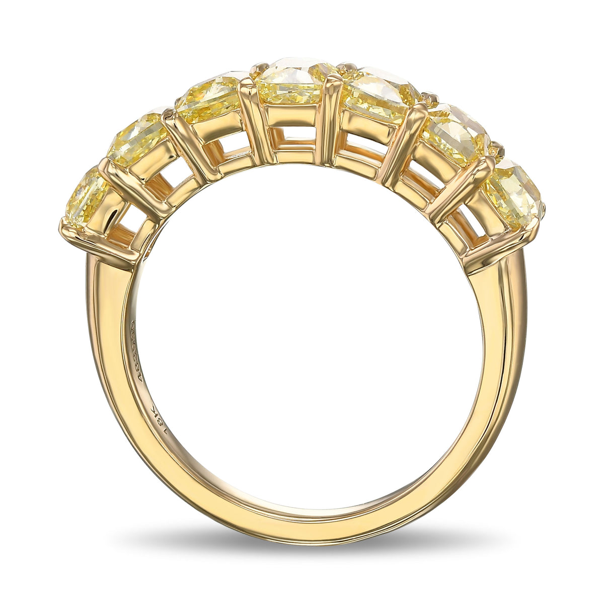 Seven Stone Fancy Intense Yellow Cushion Diamond Band 