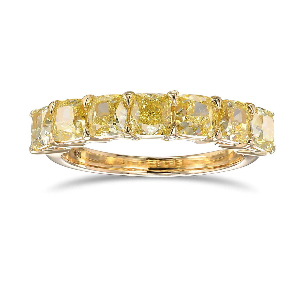 Seven Stone Fancy Intense Yellow Cushion Diamond Band 
