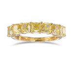 Seven Stone Fancy Intense Yellow Cushion Diamond Band 