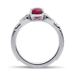 Oval Ruby and Diamond Pear 3-stone Ring