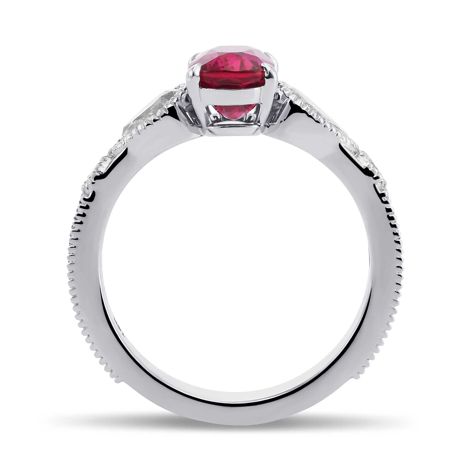 Oval Ruby and Diamond Pear 3-stone Ring