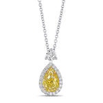 Fancy Vivid Yellow Pear Halo Diamond Pendant 