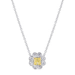  Fancy Intense Yellow Asscher-Cut Halo Diamond Pendant