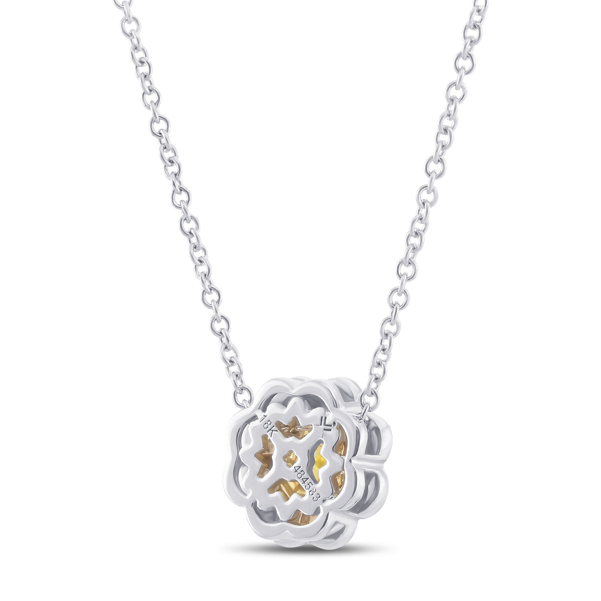  Fancy Intense Yellow Asscher-Cut Halo Diamond Pendant