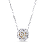 Fancy Intense Yellow Asscher-Cut Halo Diamond Pendant