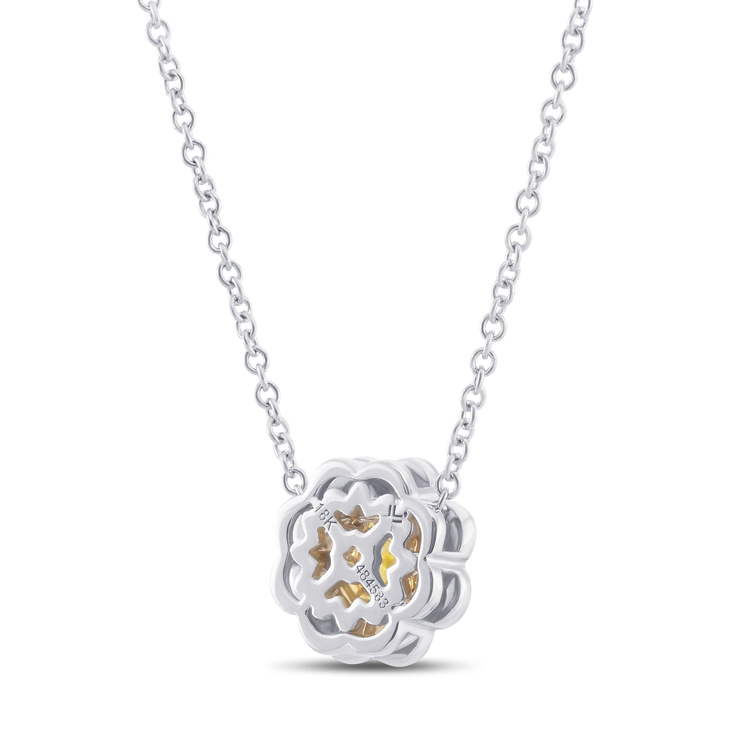  Fancy Intense Yellow Asscher-Cut Halo Diamond Pendant