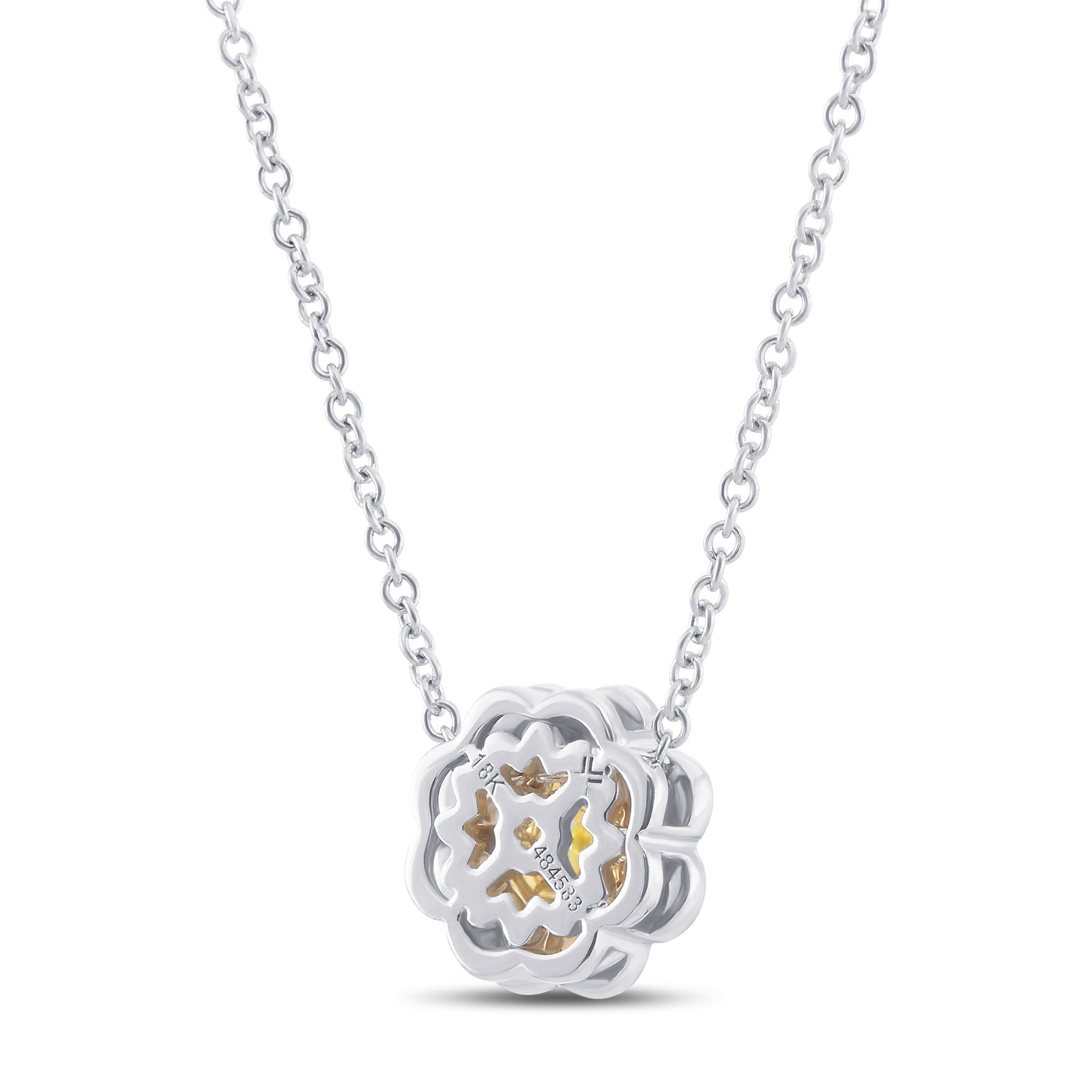  Fancy Intense Yellow Asscher-Cut Halo Diamond Pendant