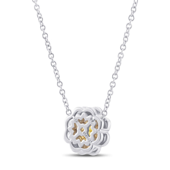  Fancy Intense Yellow Asscher-Cut Halo Diamond Pendant