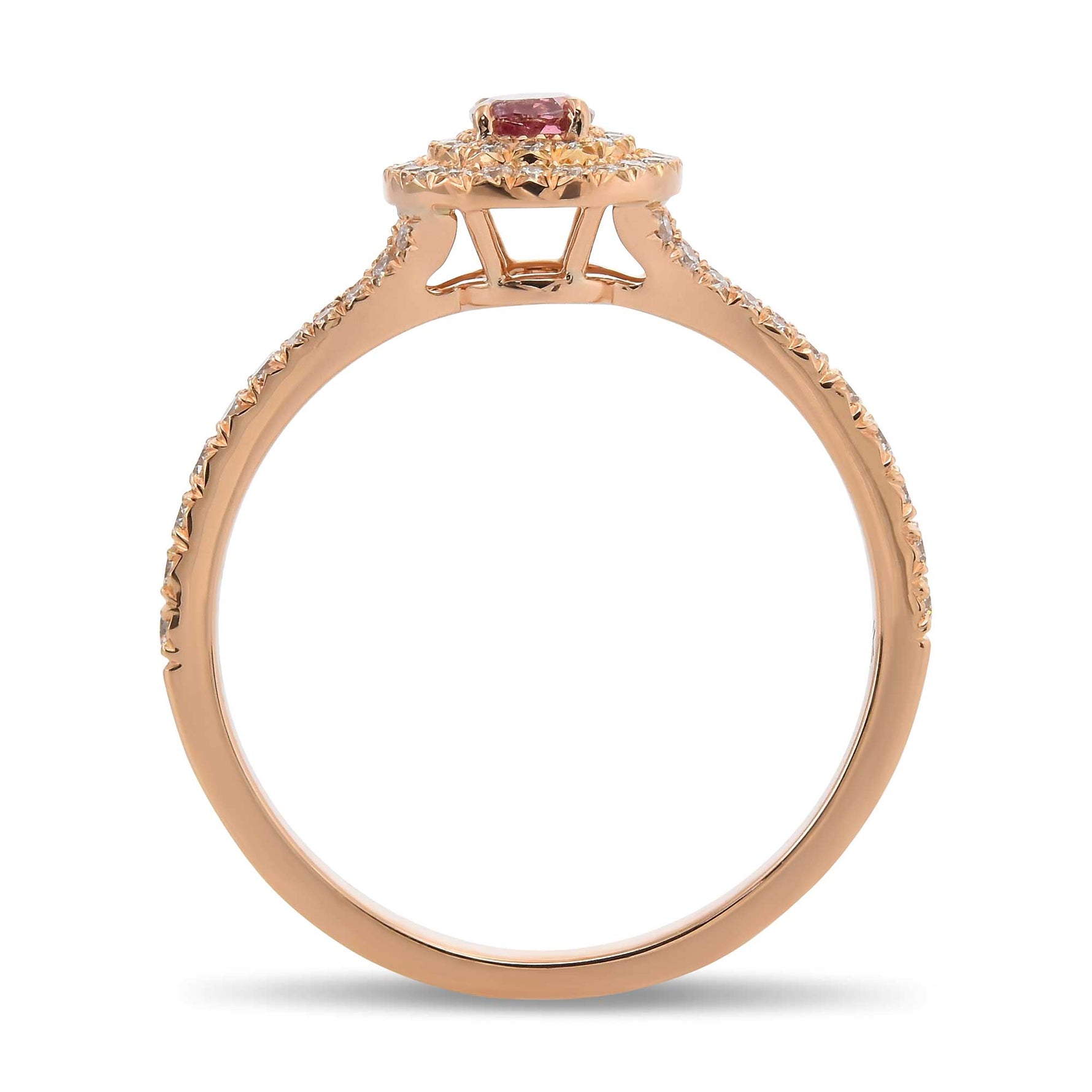 Fancy Vivid Purplish Pink Oval Double Halo Diamond Ring
