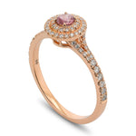 Fancy Vivid Purplish Pink Oval Double Halo Diamond Ring