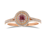Fancy Vivid Purplish Pink Oval Double Halo Diamond Ring