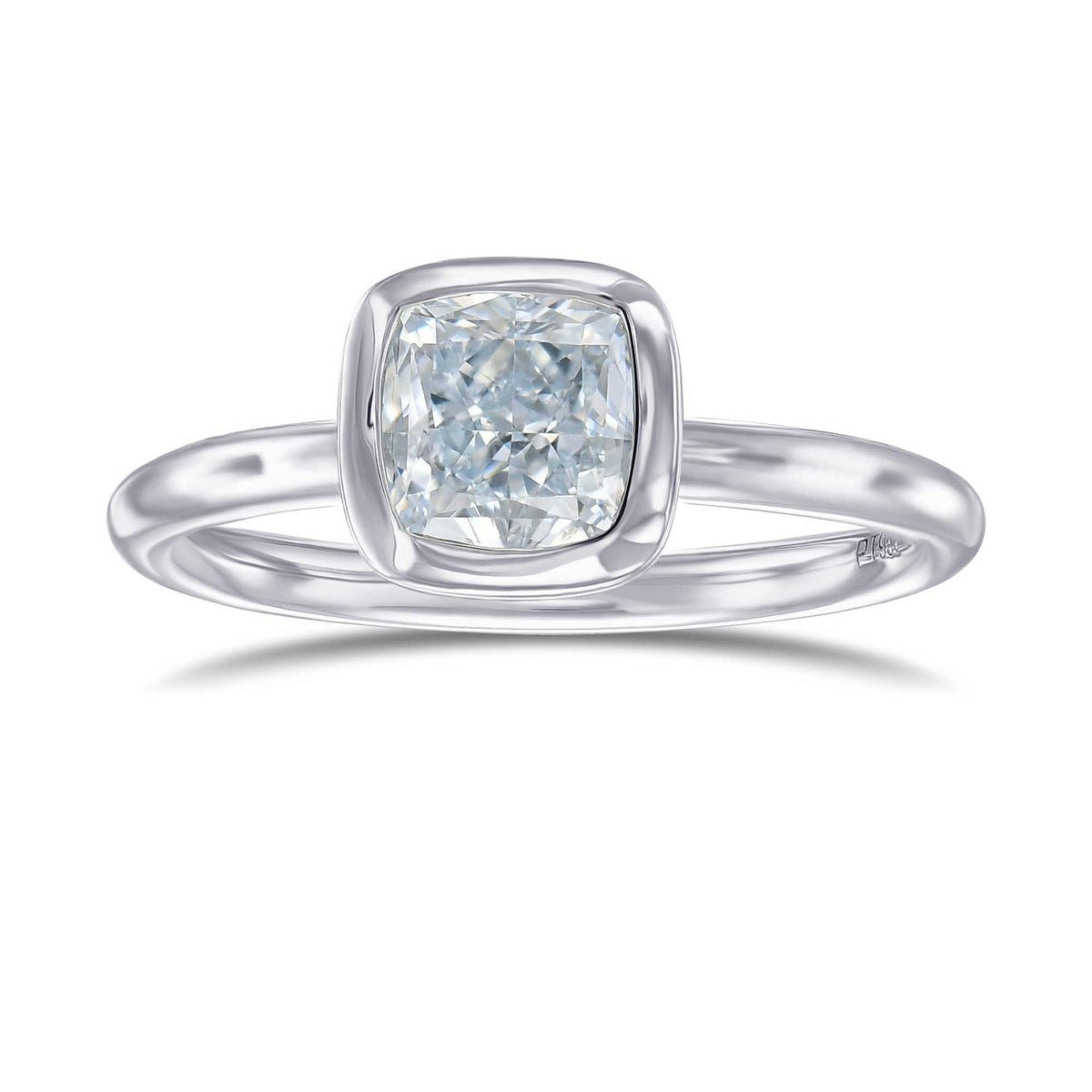 Fancy Light Blue Cushion Solitaire Diamond Ring