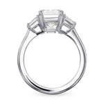 Emerald and Trapezoid 3-stone White Diamond Ring