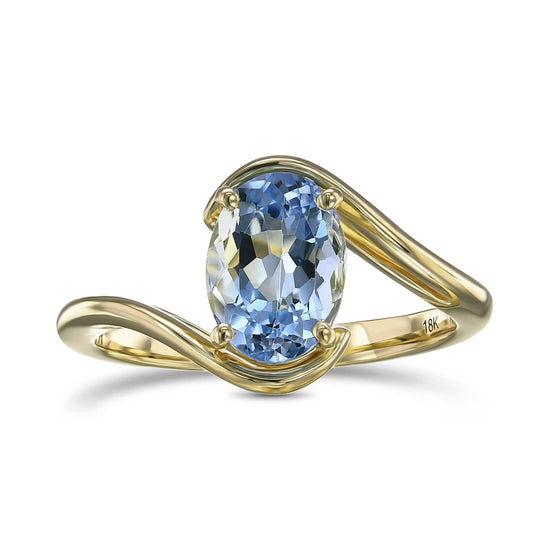Oval Aquamarine Solitaire Ring