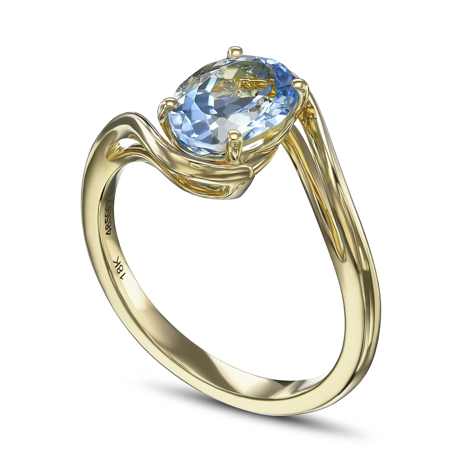 Oval Aquamarine Solitaire Ring