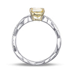 Fancy Light Yellow Cushion Side-stone Diamond Ring