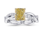 Fancy Light Yellow Cushion Side-stone Diamond Ring