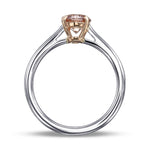 Fancy Orangy Pink Round Solitaire Diamond Ring