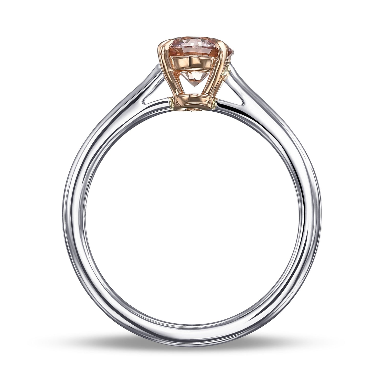 Fancy Orangy Pink Round Solitaire Diamond Ring