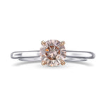 Fancy Orangy Pink Round Solitaire Diamond Ring