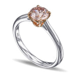 Fancy Orangy Pink Round Solitaire Diamond Ring