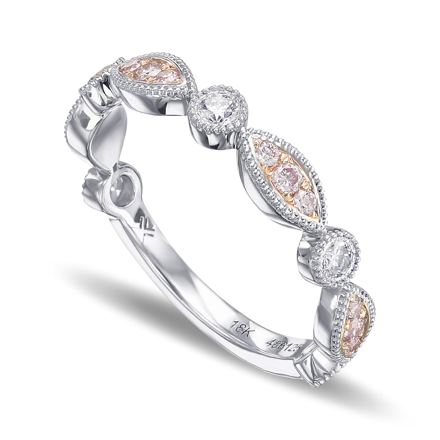 Fancy Light Pink & Colorless Diamond Designer Band Ring