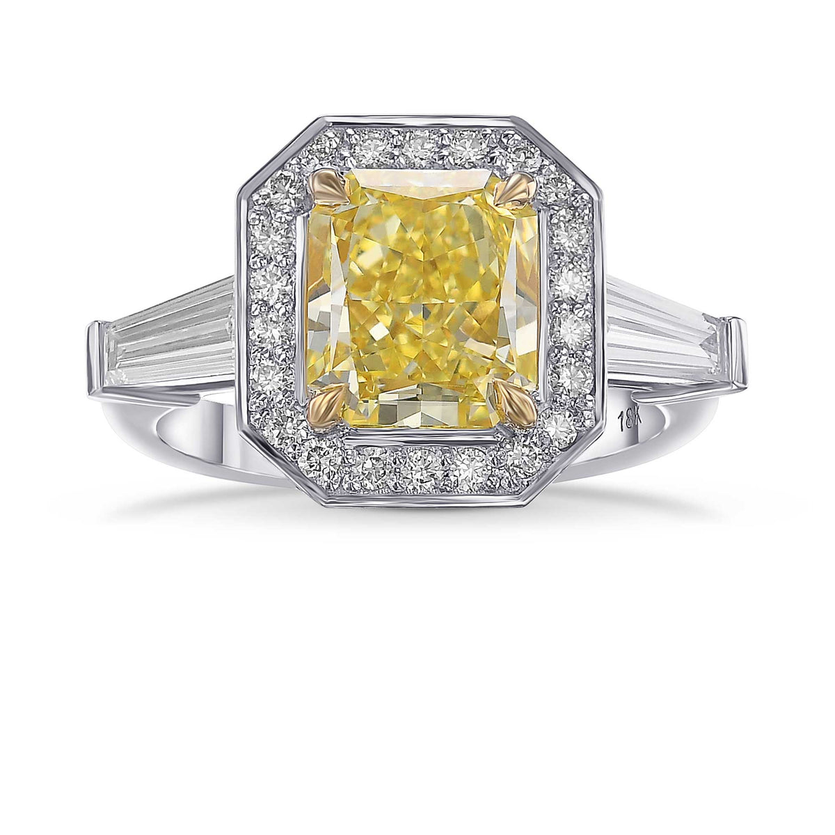 Fancy Intense Yellow Radiant Diamond Halo Ring