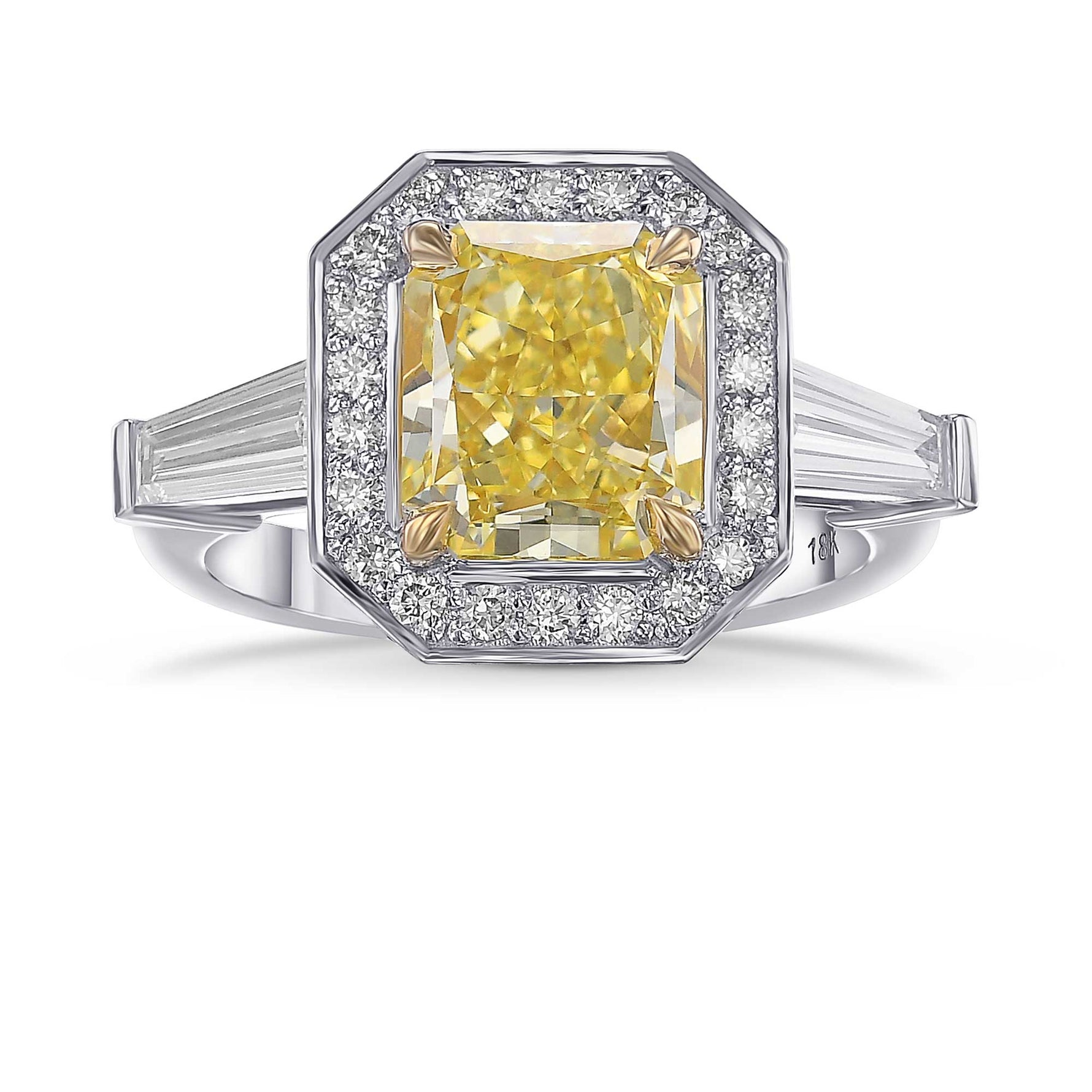 Fancy Intense Yellow Radiant Diamond Halo Ring