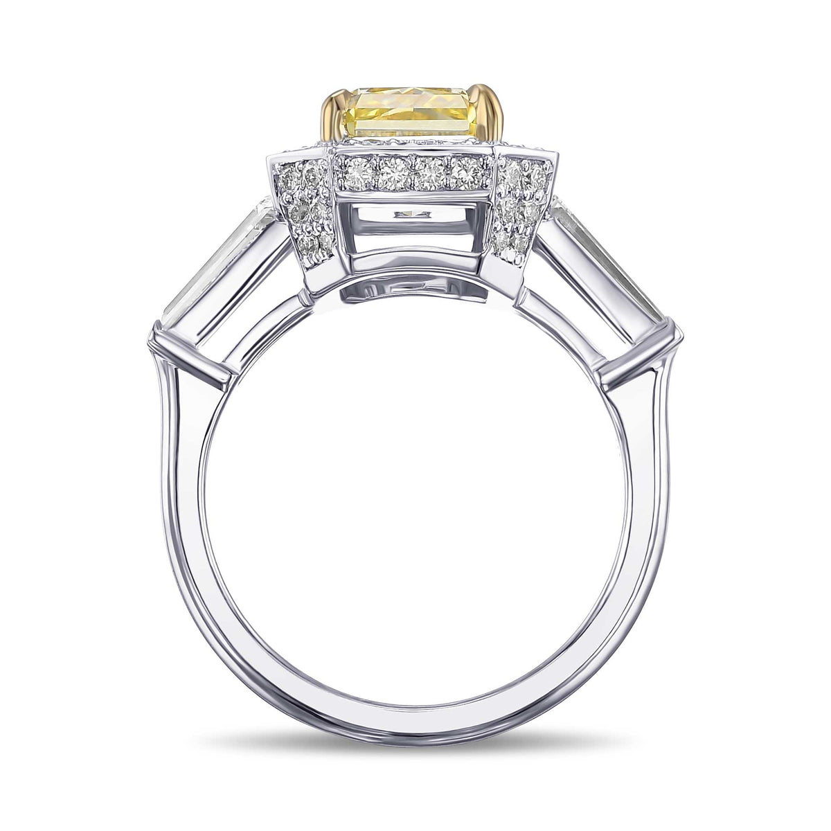 Fancy Intense Yellow Radiant Diamond Halo Ring