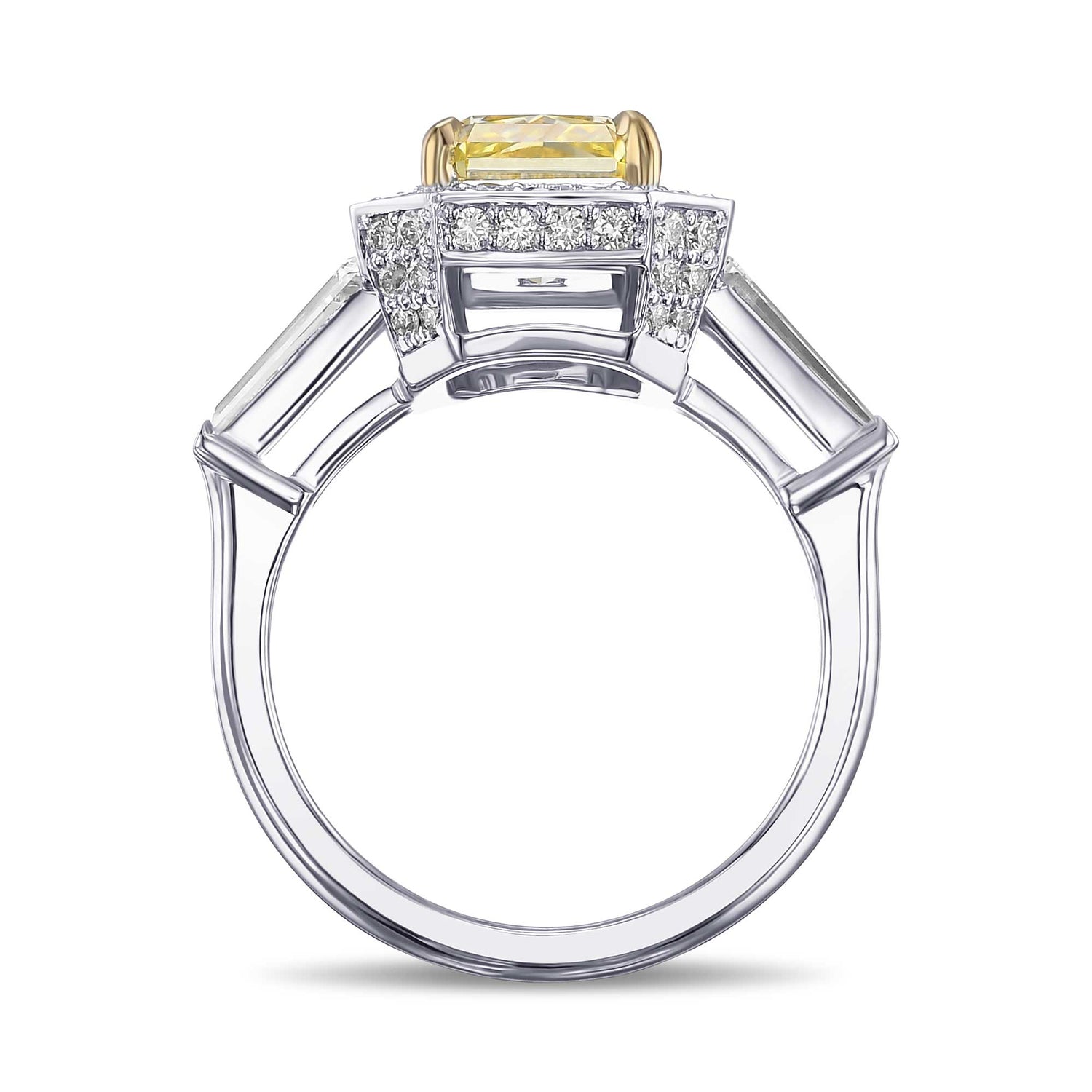 Fancy Intense Yellow Radiant Diamond Halo Ring