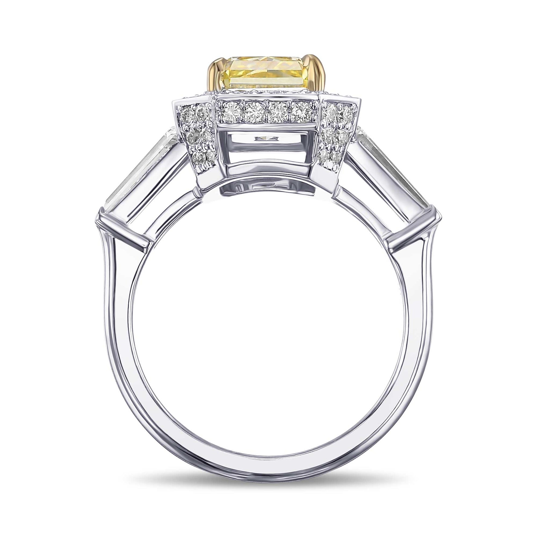 Fancy Intense Yellow Radiant Diamond Halo Ring
