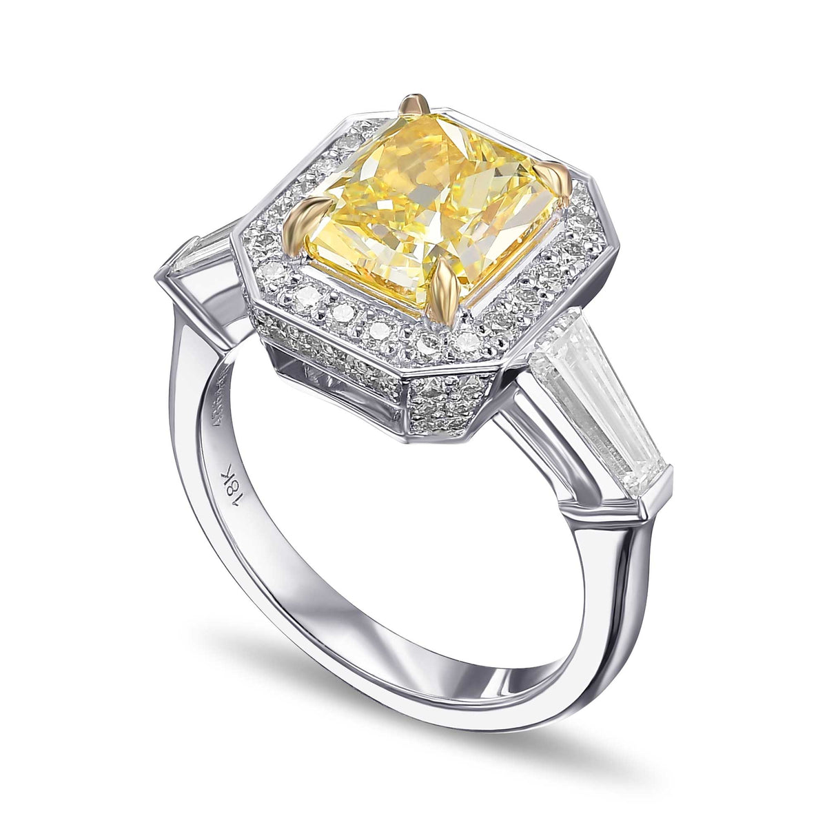 Fancy Intense Yellow Radiant Diamond Halo Ring