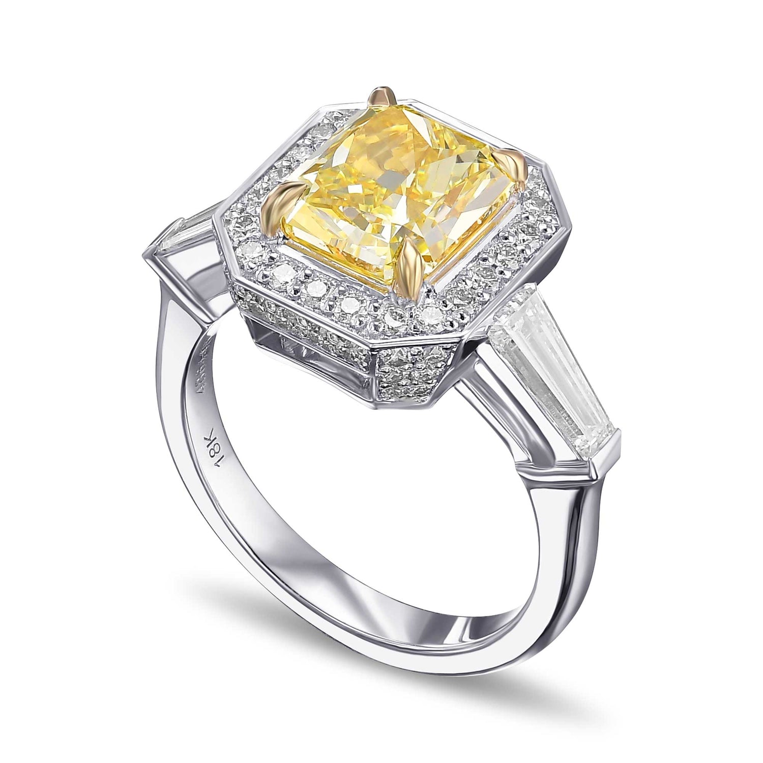 Fancy Intense Yellow Radiant Diamond Halo Ring
