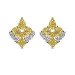 Couture Fancy Yellow Pear and Radiant Diamond Stud Earrings