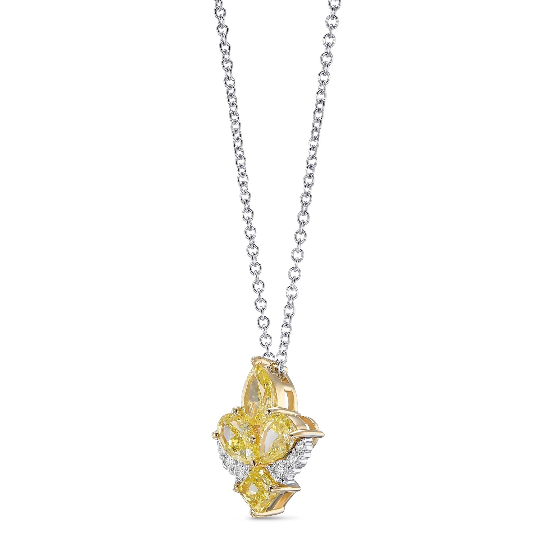 Radiant and Pear Fancy Intense Yellow Diamond Pendant