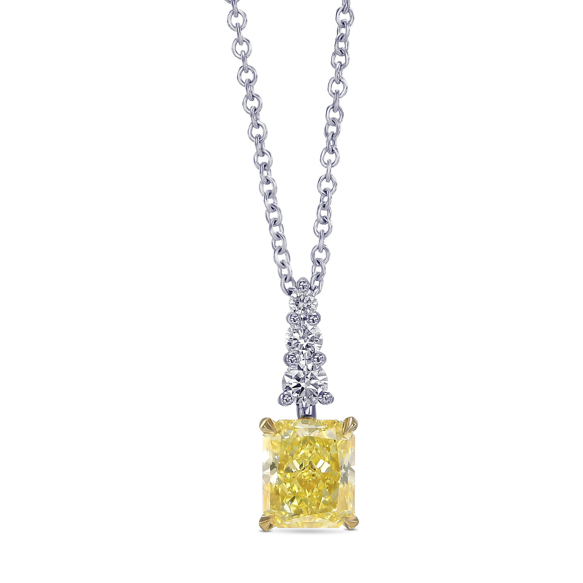 Radiant Fancy Yellow and Diamond Drop Pendant