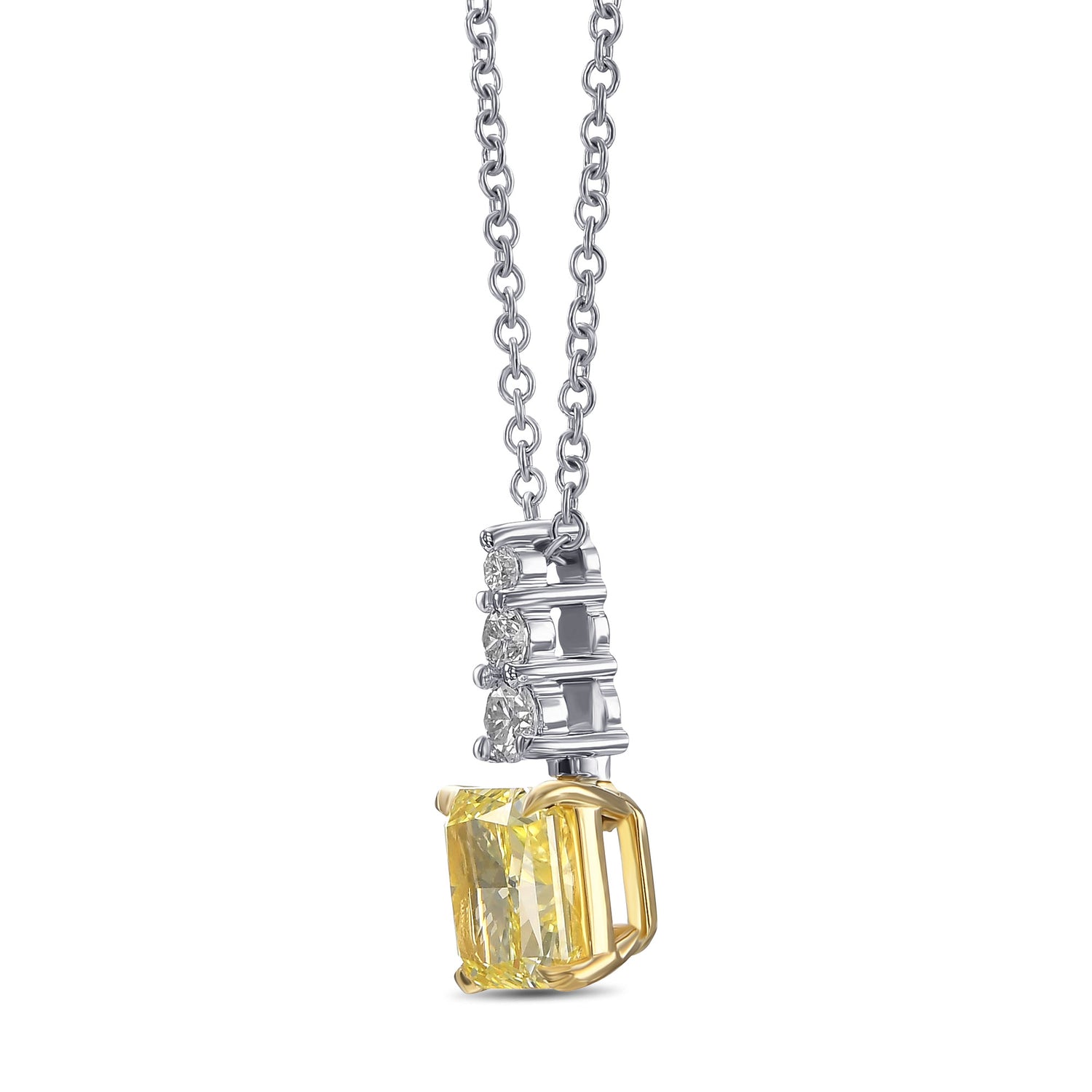Radiant Fancy Yellow and Diamond Drop Pendant