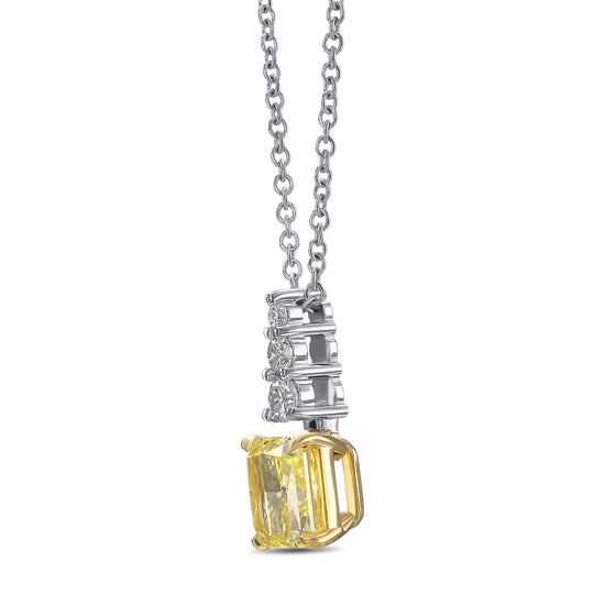 Radiant Fancy Yellow and Diamond Drop Pendant