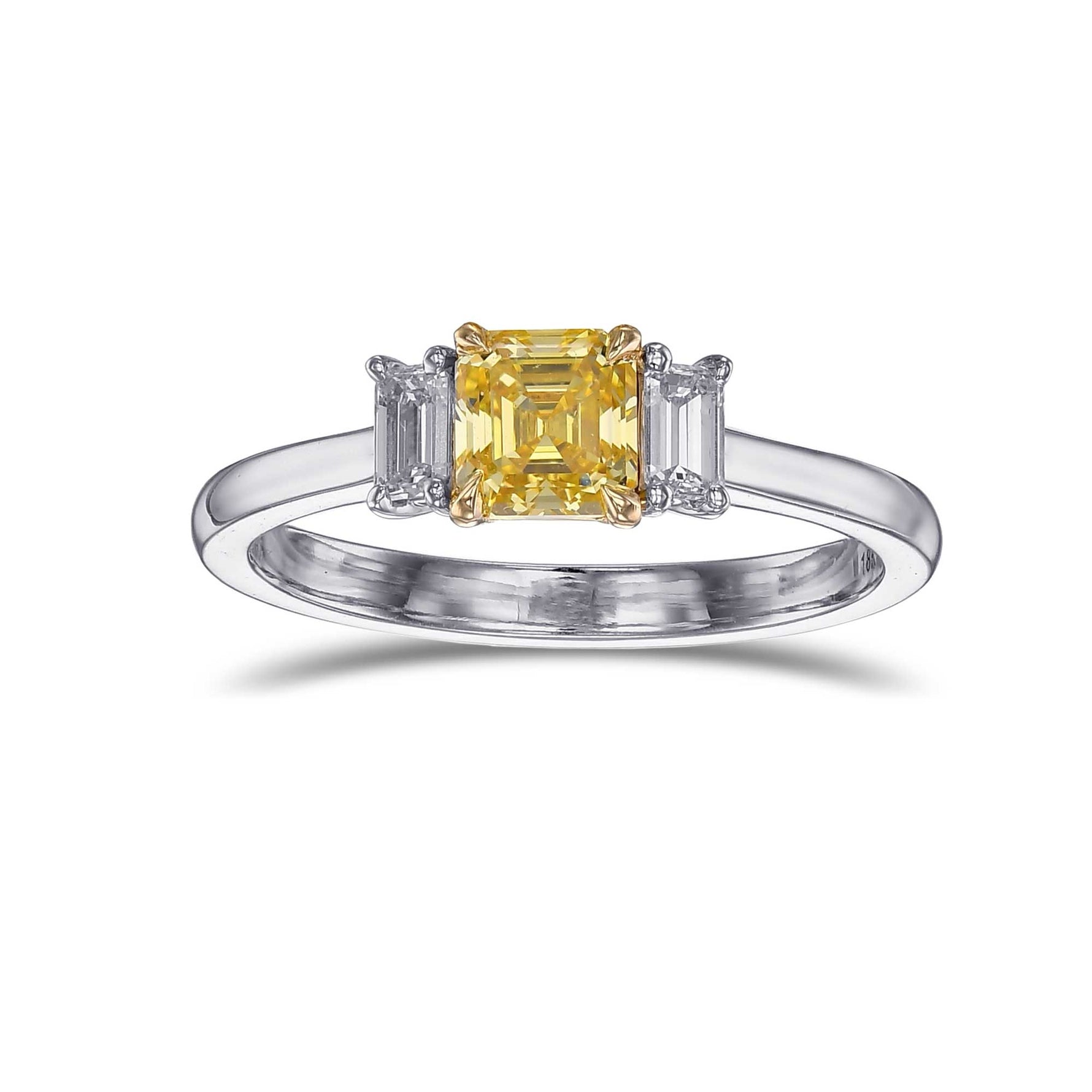 Fancy Intense Yellow Emerald 3-Stone Diamond Ring