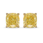  Fancy Intense Yellow Cushion Stud Earrings
